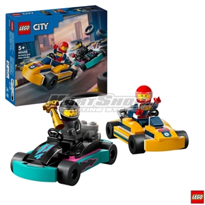 2 toy go-kart racers and 2 driver minifigures LEGO